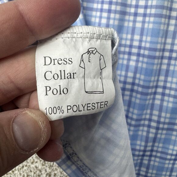 Collars And Co Polo Mens Small Blue Plaid Performance Golf Short Sleeve Poly - Picture 8 of 14